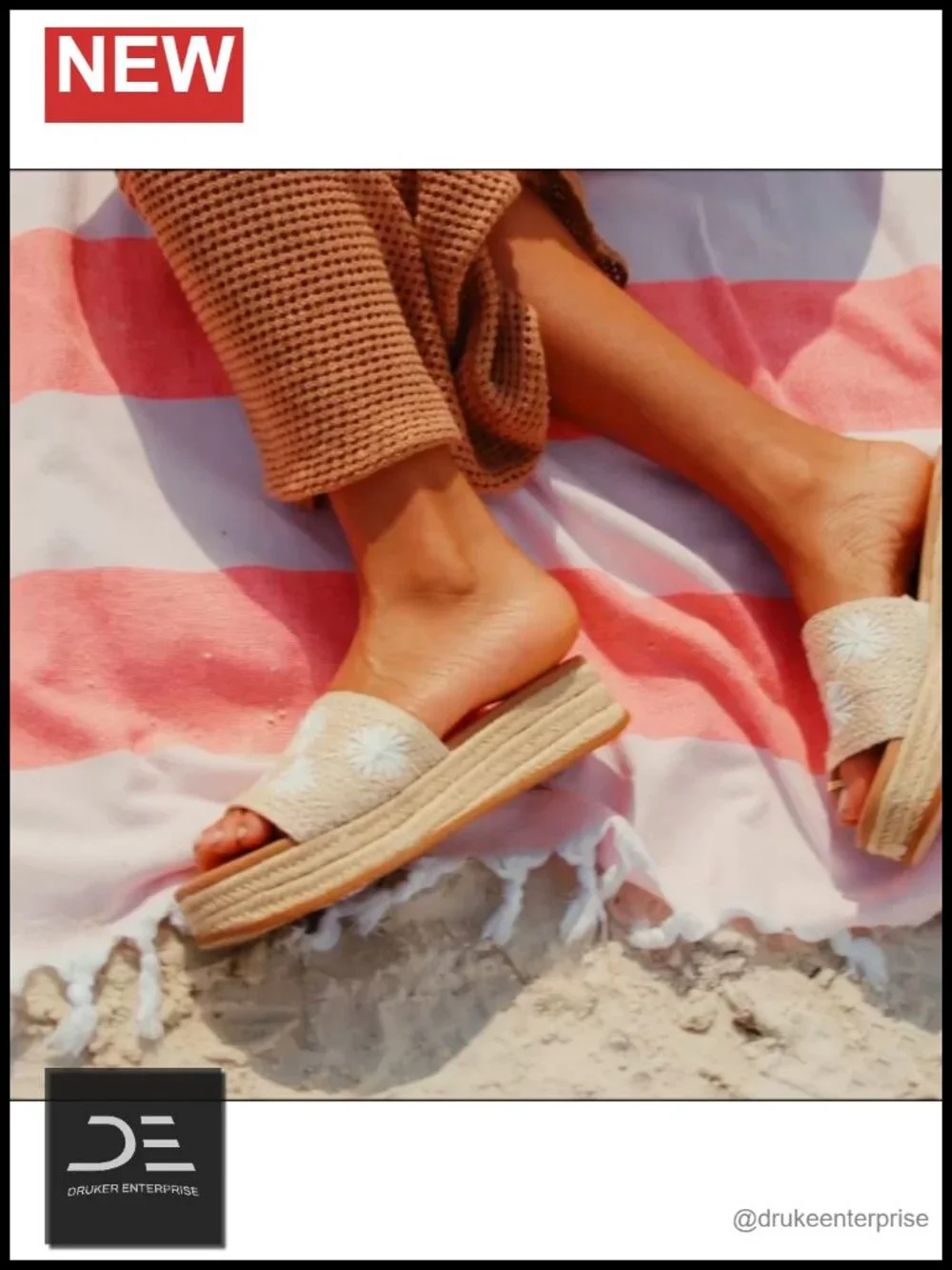 Espadrille Wedge Sandals Women Platform Slip-On Floral Raffia